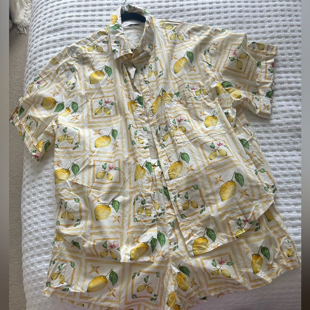 Petal + Pup Lemon Print matching set size xl